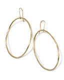 18k Gold Smooth Electroform Long Oval Earrings