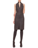 Glen Plaid Zip-Front Sheath Dress