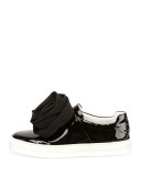 Rosette Patent Slip-On Sneaker, Black