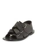 Elda Leather Corset Sandal, Black