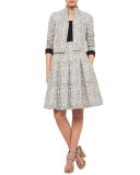 Cross-Stitch A-Line Pleated Skirt, Cliff/Chalk