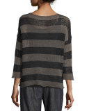 Crisp Organic Cotton Striped Sweater, Oregano