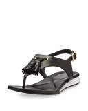 Rona Grand Tassel Thong Sandal, Black