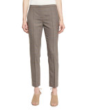 Karis Plaid Stretch-Wool Slim Trousers, Chicory