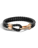 Men's Classic Chain Braided Leather Hook Station Bracelet