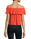 Coast Ruffled Off-the-Shoulder Top, Red