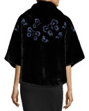 Butterfly-Inset Mink Jacket