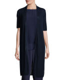 Ribbed Knee-Length Cardigan