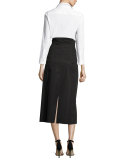 Zetra Bracelet-Sleeve Blouse, White