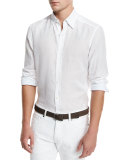 Solid Linen Sport Shirt, White