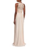 Sleeveless Embellished-Bodice Gown, Blush