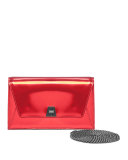 Anouk City Small Leather Envelope Clutch Bag, Scarlet Metallic