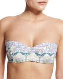 Mosaic Printed Underwire Bandeau Swim Top, Pompeii