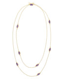 Amethyst Leaf Station Necklace, 36"