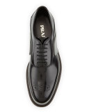 Runway Two-Tone Leather Derby Shoe, Black/Gray