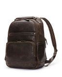 Logan Men's Leather Backpack, Dark Brown