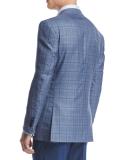 Windowpane Two-Button Sport Coat, Blue