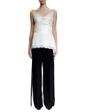 Wide-Leg Trousers W/Flyaway Tuxedo Stripe, Black