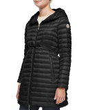 Barbel Hooded Down-Fill Knee-Length Jacket, Black
