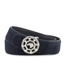 Eagle-Head Crocodile Belt, Blue