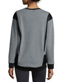 Blade Embossed-Panel Sport Sweatshirt, Gray Heather/Black