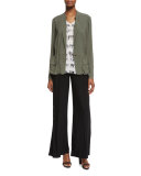 Femme One-Button Utility Jacket, Dusty Olive