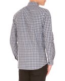 Plaid Sport Shirt w/Logo Pocket, Navy