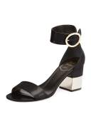 Podium Leather 70mm Sandal, Black