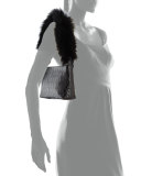 Finley Crocodile-Embossed Fur Shoulder Bag, Black
