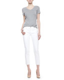 Kimmie Straight-Leg Cropped Jeans, Clean White