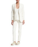 Two-Button Cotton-Blend Jacket, Ivory