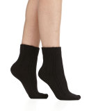 Cashmere-Blend Cozy Ruffled Bedsocks, Black