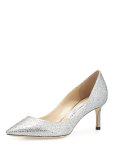 Romy Glitter Pointed-Toe 60mm Pump, Silver
