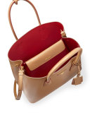 Saffiano Cuir Double Medium Tote Bag, Caramel/Red (Caramel+Fuoco)