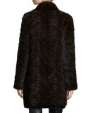Herringbone-Pattern Mink Fur Coat 