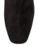 Tiagadaboot Suede 70mm Red Sole Bootie, Black