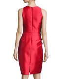 Sleeveless Ruffle-Trim Satin Cocktail Dress, Royal