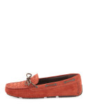 Intrecciato Suede Slip-On Driver, Brick