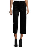 Wide-Leg Velvet Culottes, Black