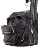 Marti Washed Lambskin Backpack, Black/Nickel