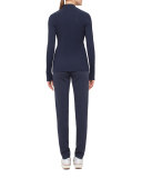 Pleated Mock-Neck Blouse, Slate