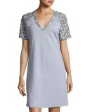 Sterling Short-Sleeve Gown, Heather Gray