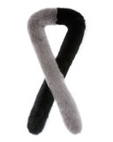 Two-Tone Fox Fur Candy Cane Scarf, Black/Gray