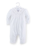 Embroidered Pima Coverall, White, Size 3-12 Months