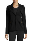 Frayed-Trim Knit Jacket, Black