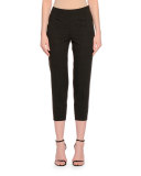 Side-Zip Skinny Cropped Pants, Gray