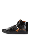 Herick Leather High-Top Sneaker, Black