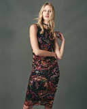 Sleeveless Paisley-Print Ruched Sheath Dress, Gardenia