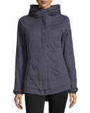 Scarlett Hooded Melange Jersey Down Jacket, Charcoal