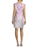 Cap-Sleeve Floral-Printed Cocktail Sheath Dress